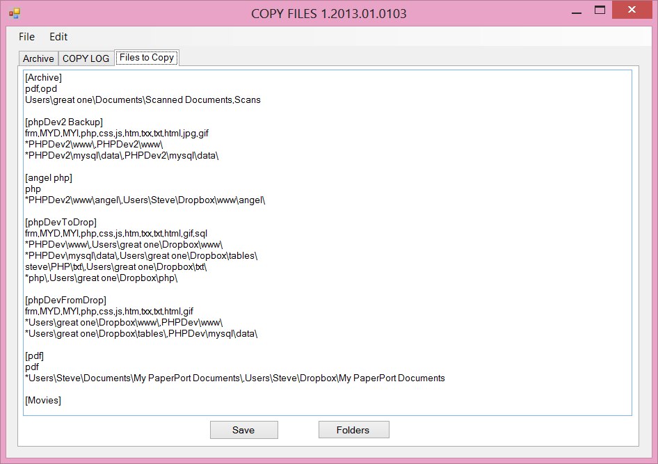 File folder Selection